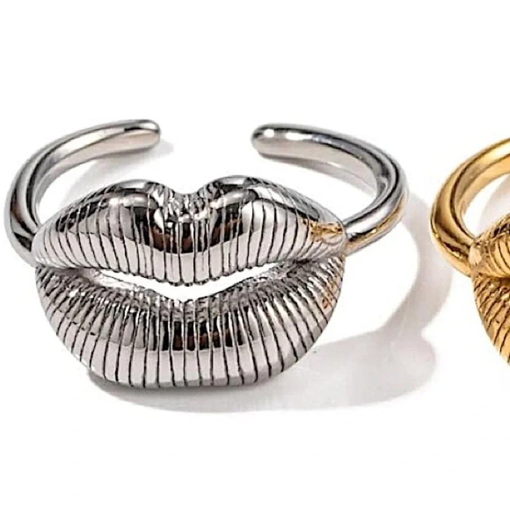 Stainless Steel Lip Resizable Ring Hip Hop Trendy